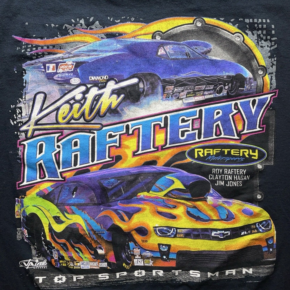 Vintage Y2K Raftery Motorsports Racing Shirt Mens XL Hot Rod Flame Graphic Tee - Picture 9 of 15